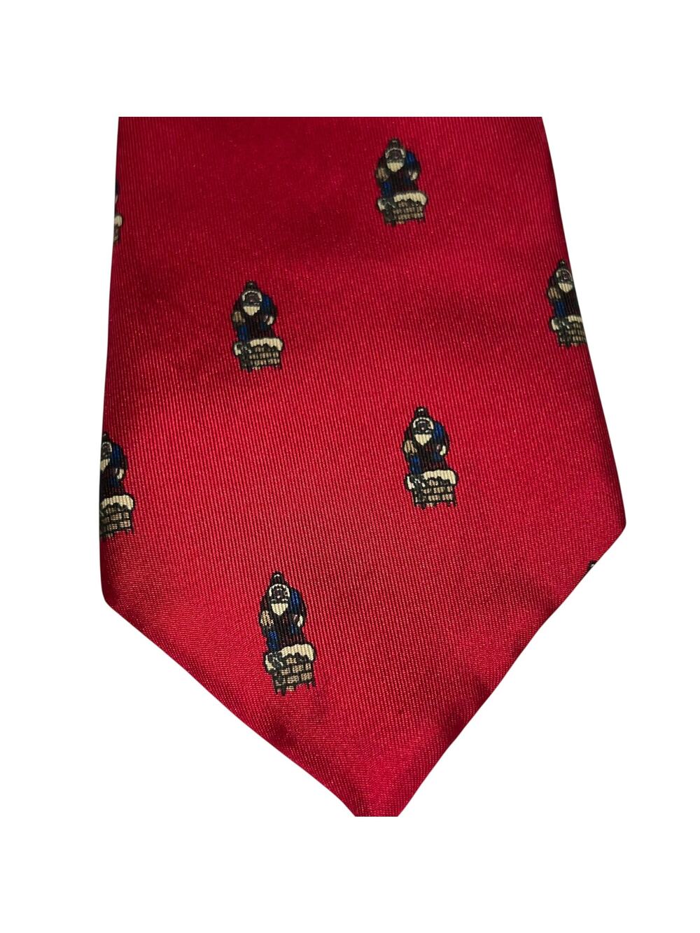 Paul Malone Designer Silk Tie Vintage Toy Soldier Pattern Red Luxury
